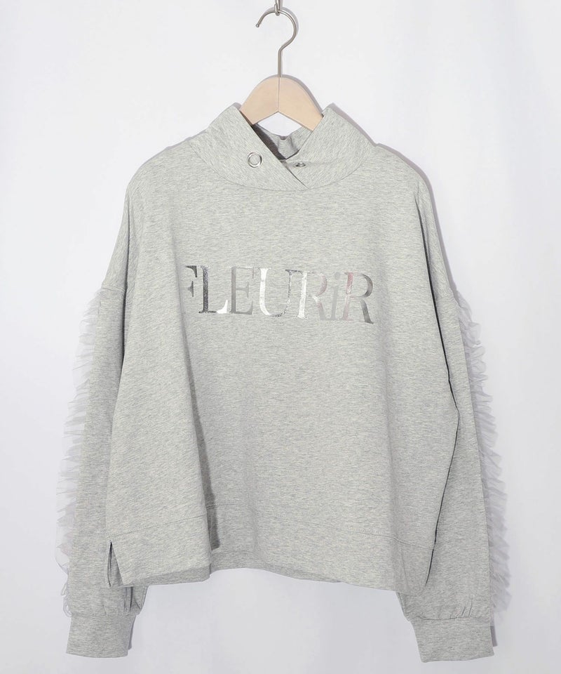 チュールフリル付きフード風プルオーバー-9