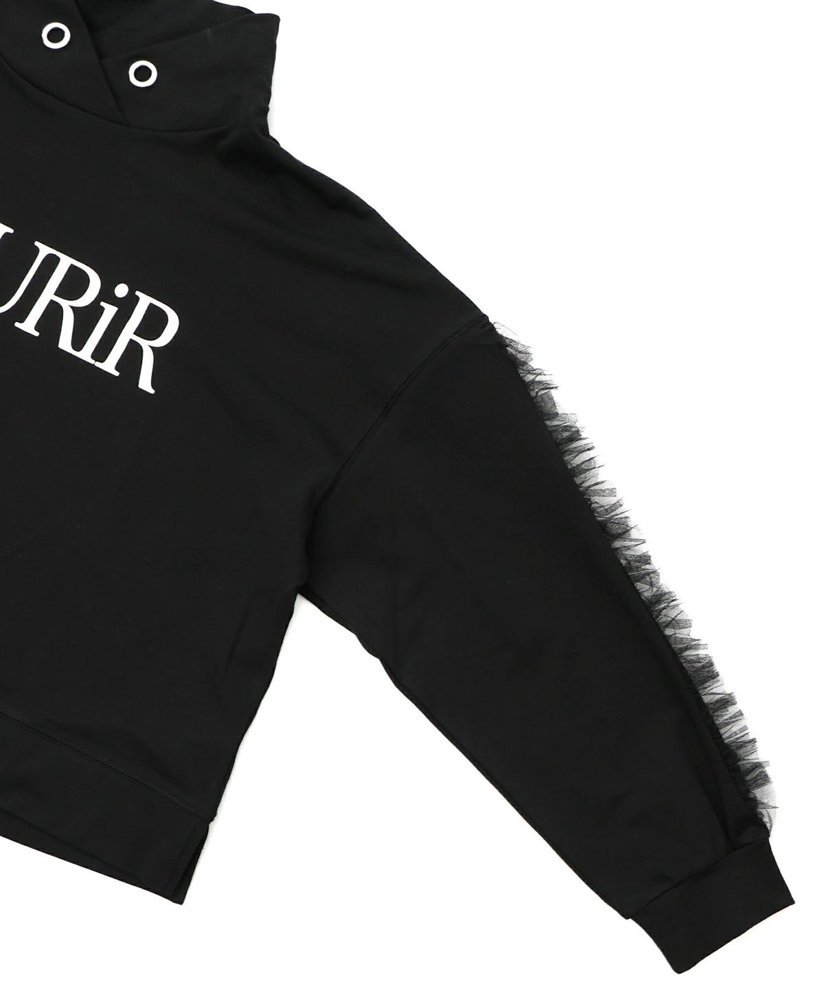 チュールフリル付きフード風プルオーバー-15