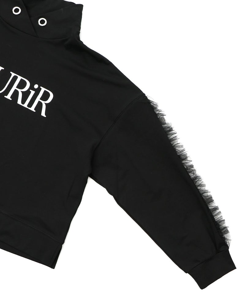 チュールフリル付きフード風プルオーバー-15