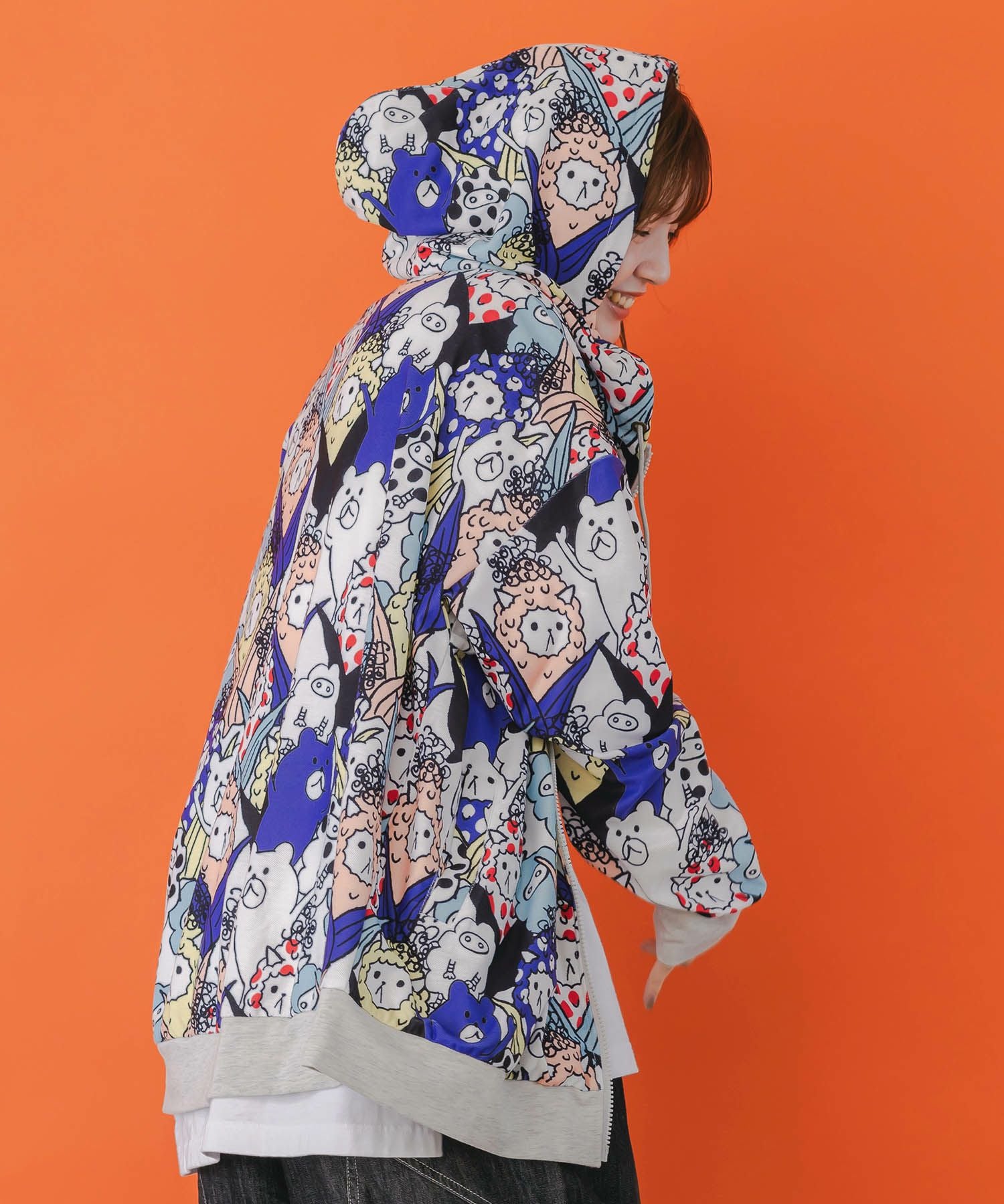 353114：カラフルにゃんもろこし尽くしパーカーの通販-ScoLar