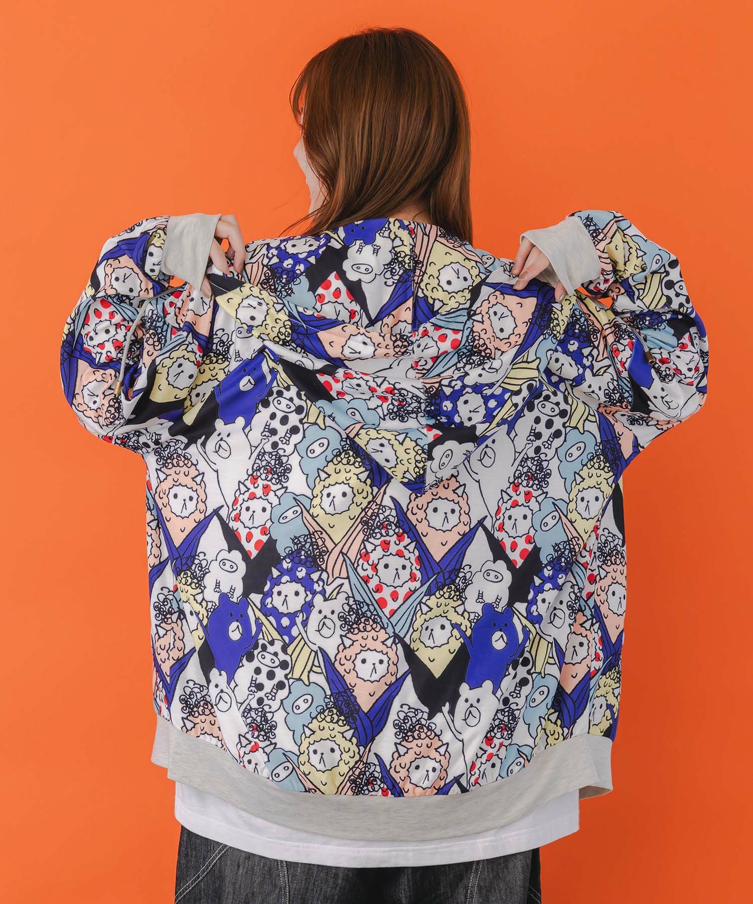 353114：カラフルにゃんもろこし尽くしパーカーの通販-ScoLar