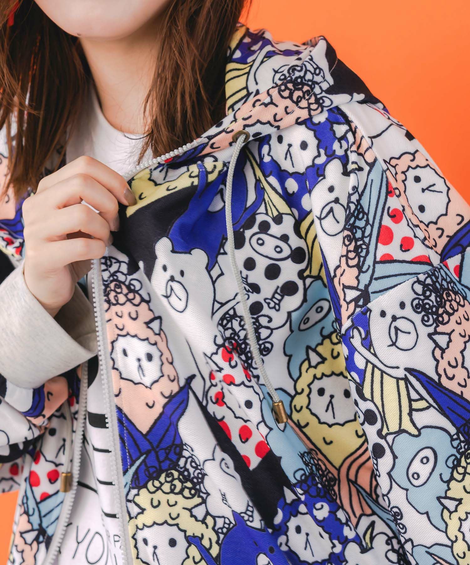 353114：カラフルにゃんもろこし尽くしパーカーの通販-ScoLar