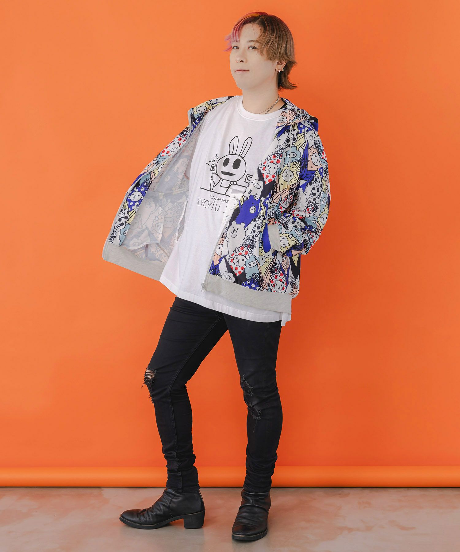 353114：カラフルにゃんもろこし尽くしパーカーの通販-ScoLar