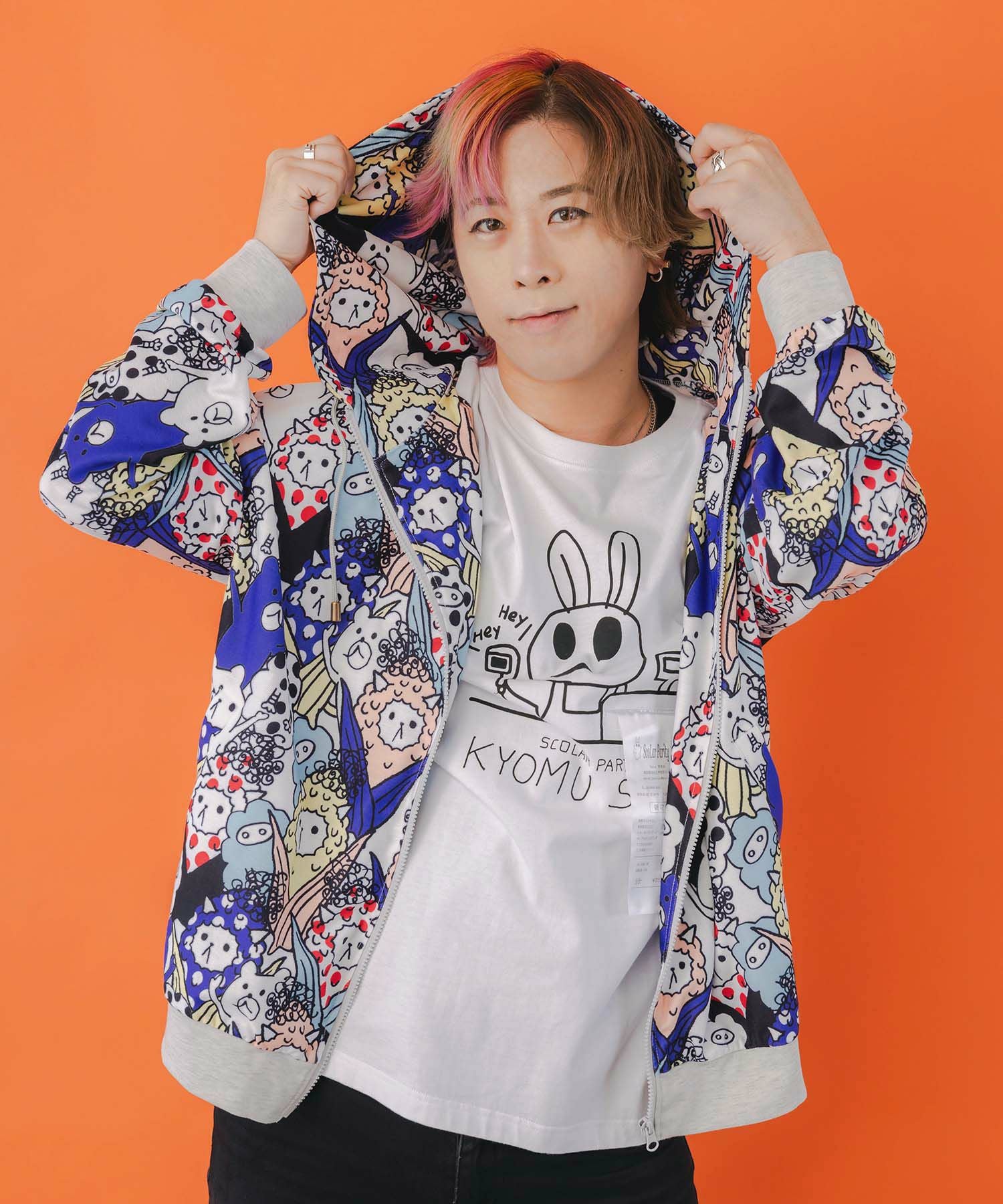 353114：カラフルにゃんもろこし尽くしパーカーの通販-ScoLar