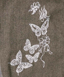 レースと蝶々の異素材切替ジャケット-14