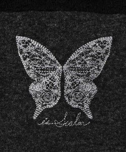 蝶々の異素材切替カーディガン-11