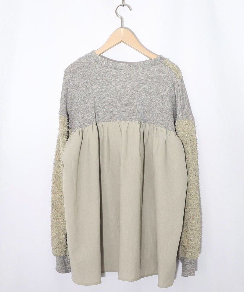 蝶々の異素材切替カーディガン-13