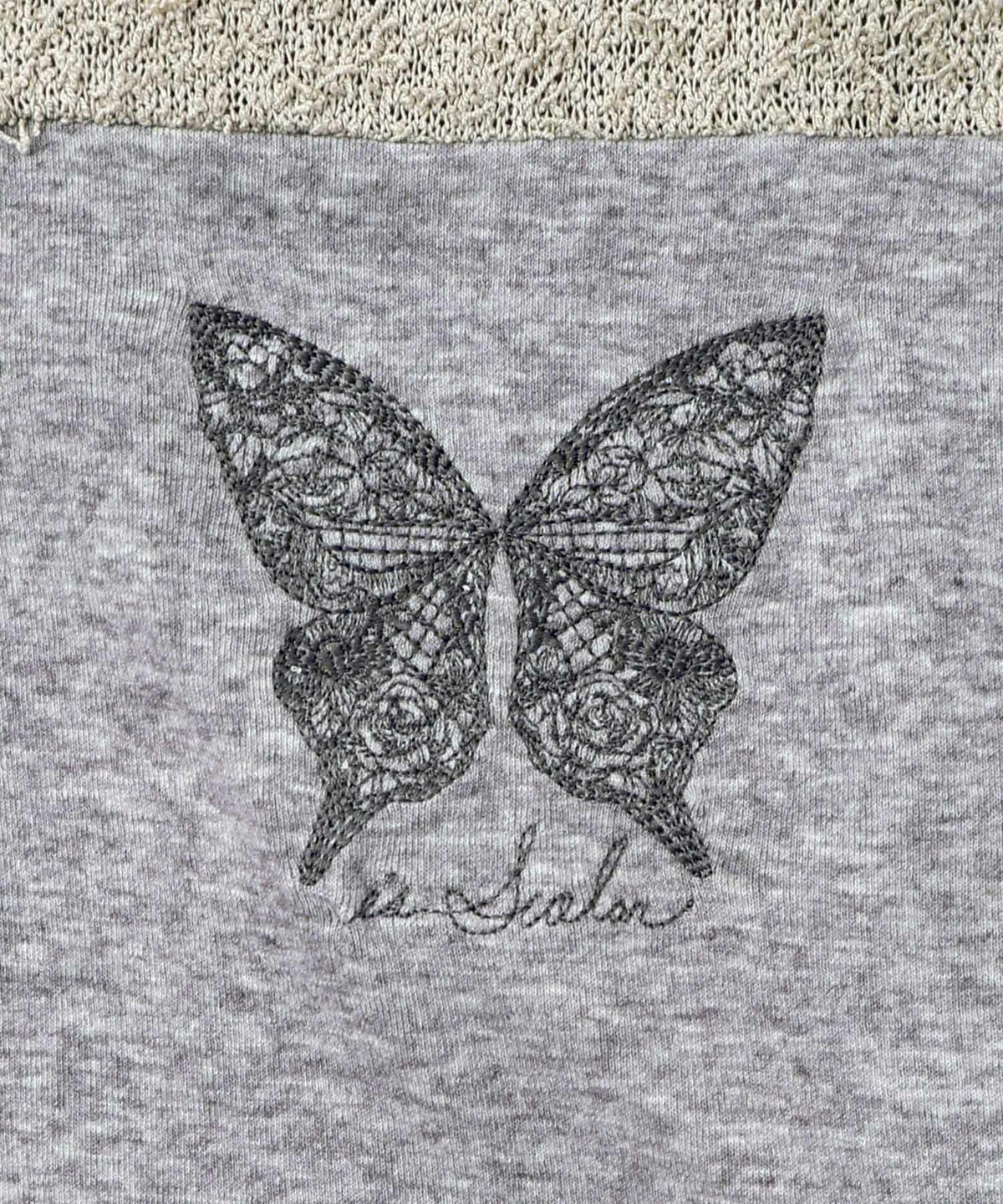 蝶々の異素材切替カーディガン-14