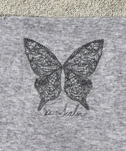 蝶々の異素材切替カーディガン-14