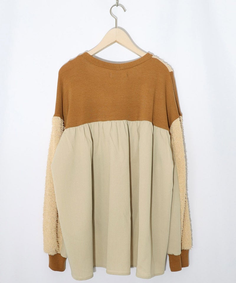 蝶々の異素材切替カーディガン-16