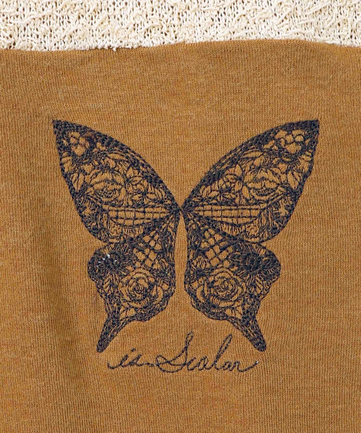 蝶々の異素材切替カーディガン-17