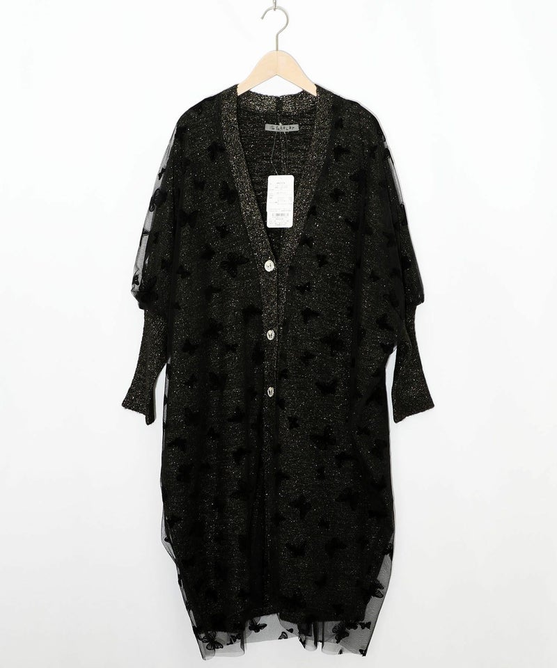 蝶々チュール×ラメ入りニットカーディガン-10