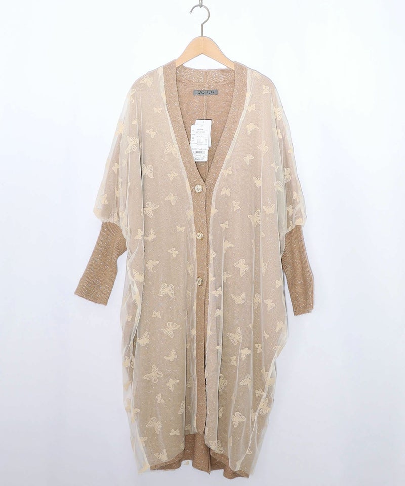蝶々チュール×ラメ入りニットカーディガン-12