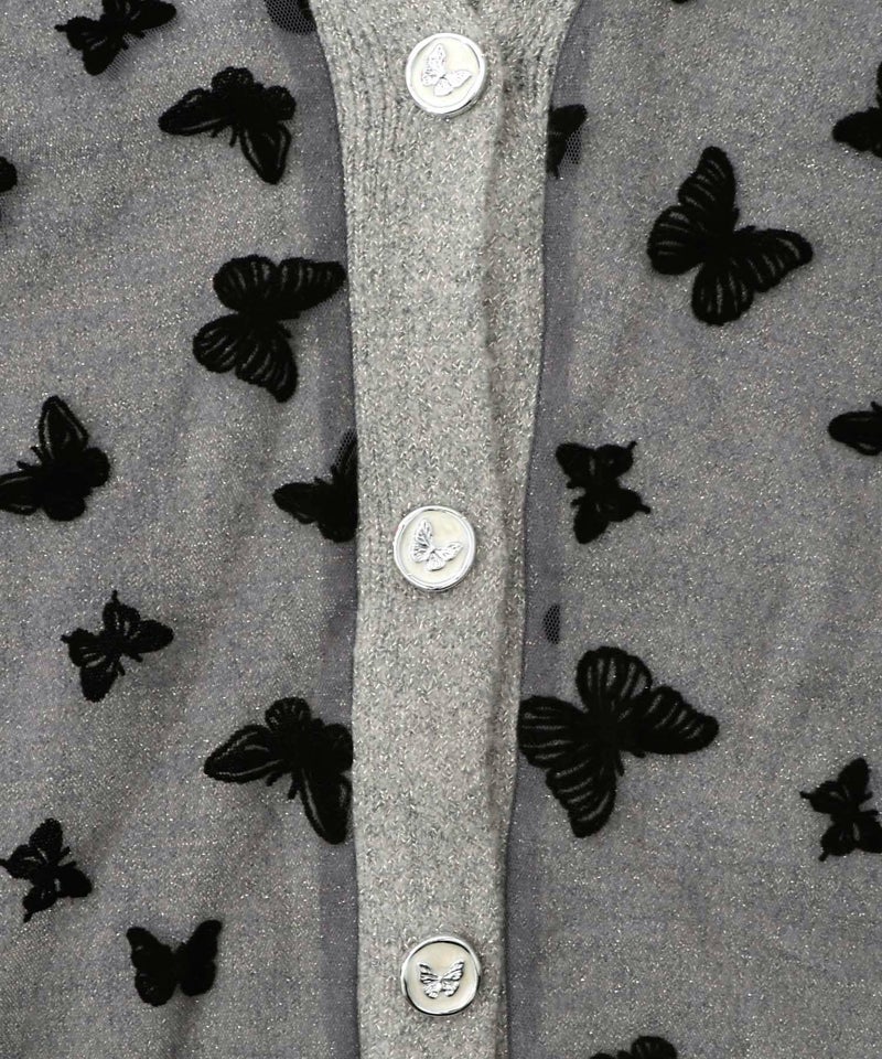 蝶々チュール×ラメ入りニットカーディガン-15