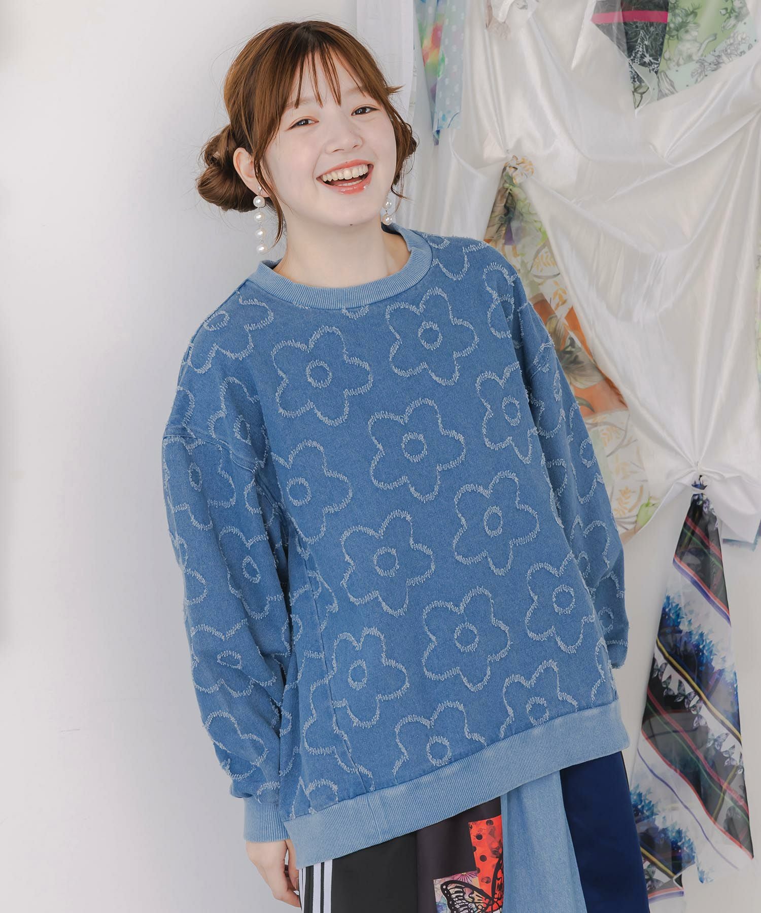 153671：花柄ジャガード織デニムプルオーバーの通販-ScoLar