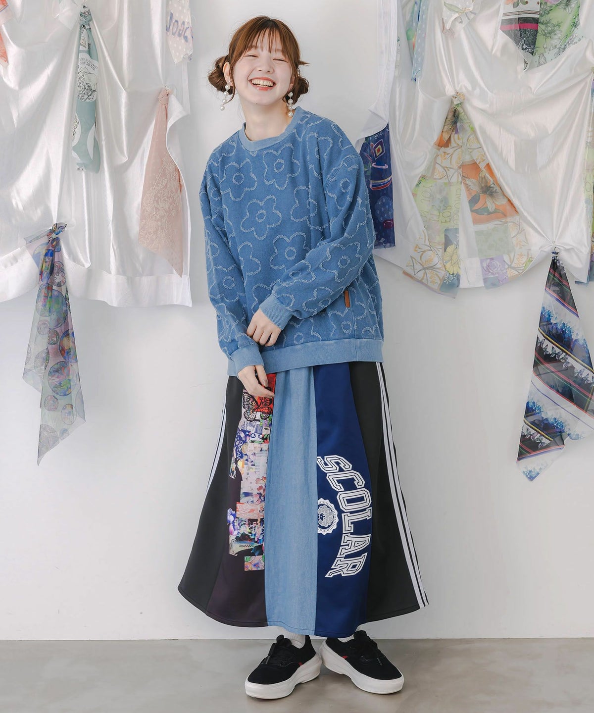 花柄ジャガード織デニムプルオーバー-2