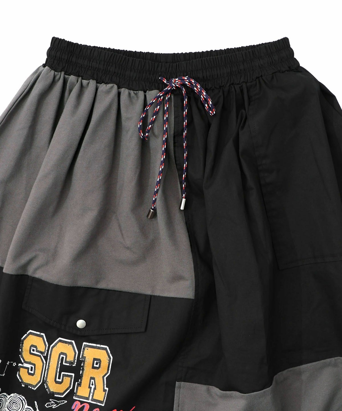 レトロ異素材バイカラーワークスカート-23