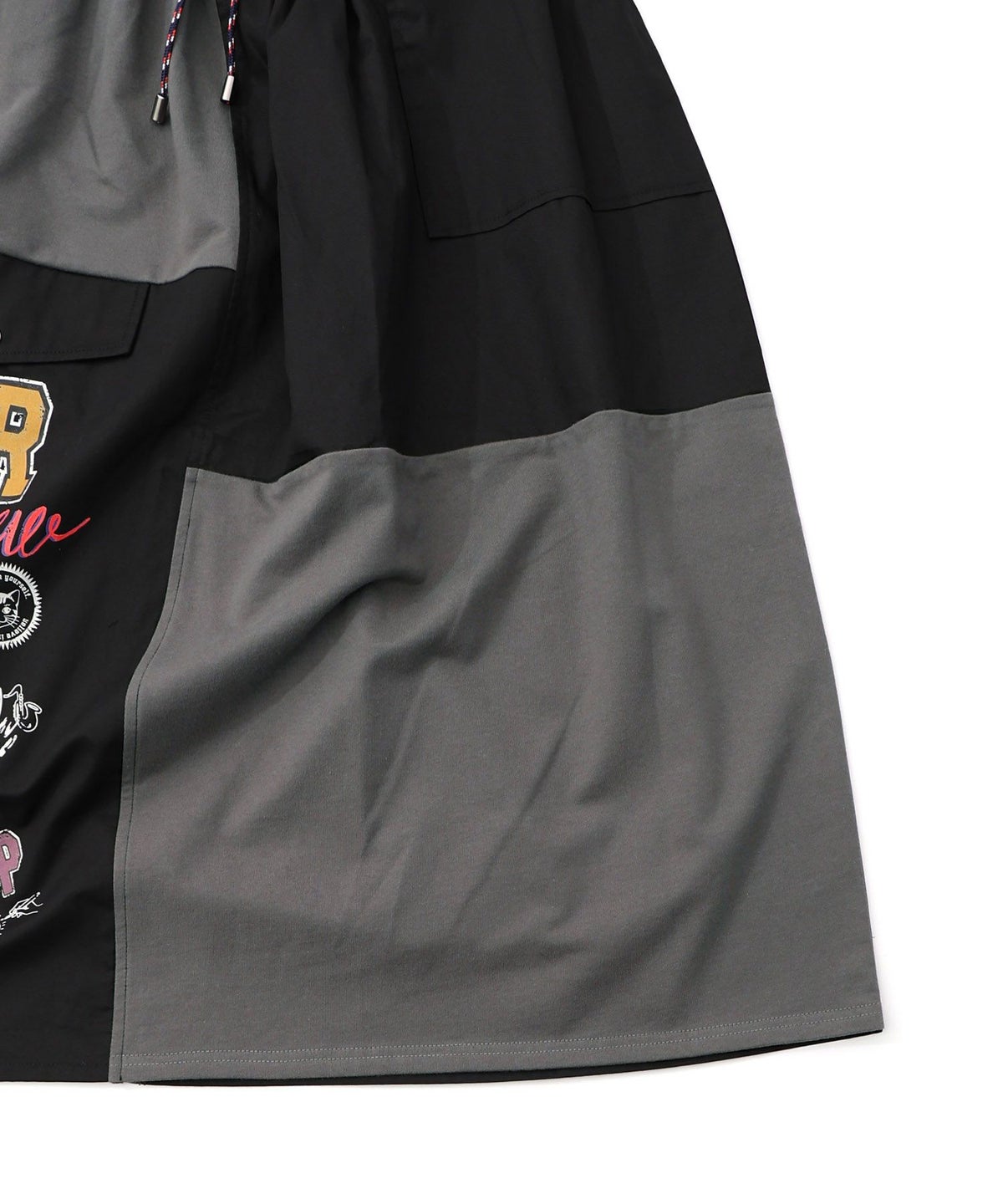 レトロ異素材バイカラーワークスカート-25