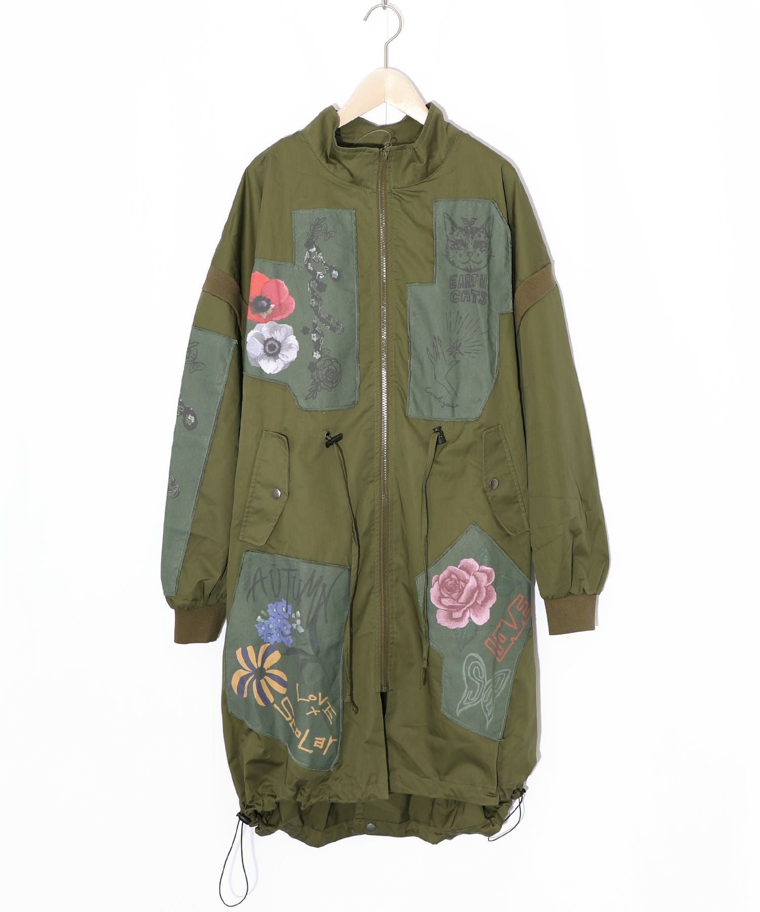 153648：花のアップリケロングブルゾンの通販-ScoLar