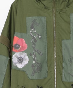 花のアップリケロングブルゾン-15