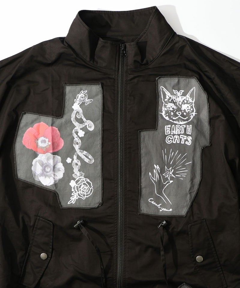 花のアップリケロングブルゾン-16