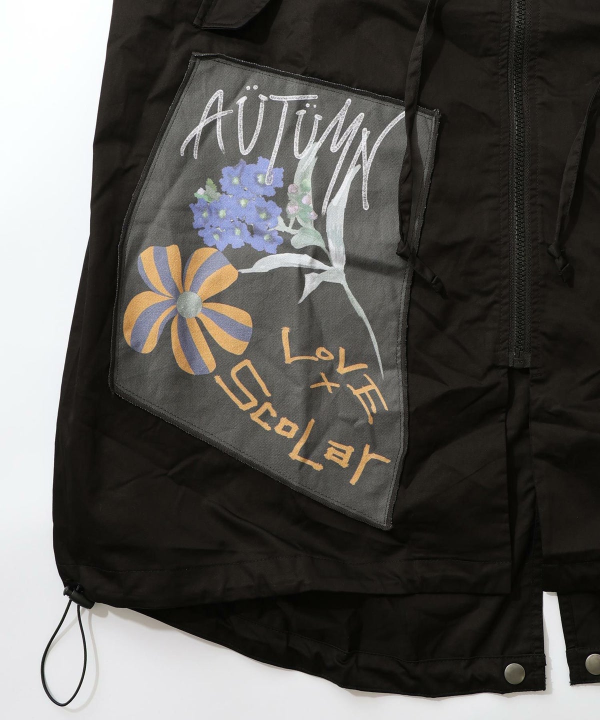 花のアップリケロングブルゾン-18