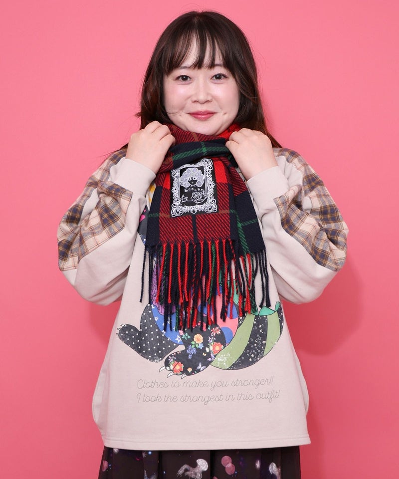 もちふわスカ子チェックマフラー-2