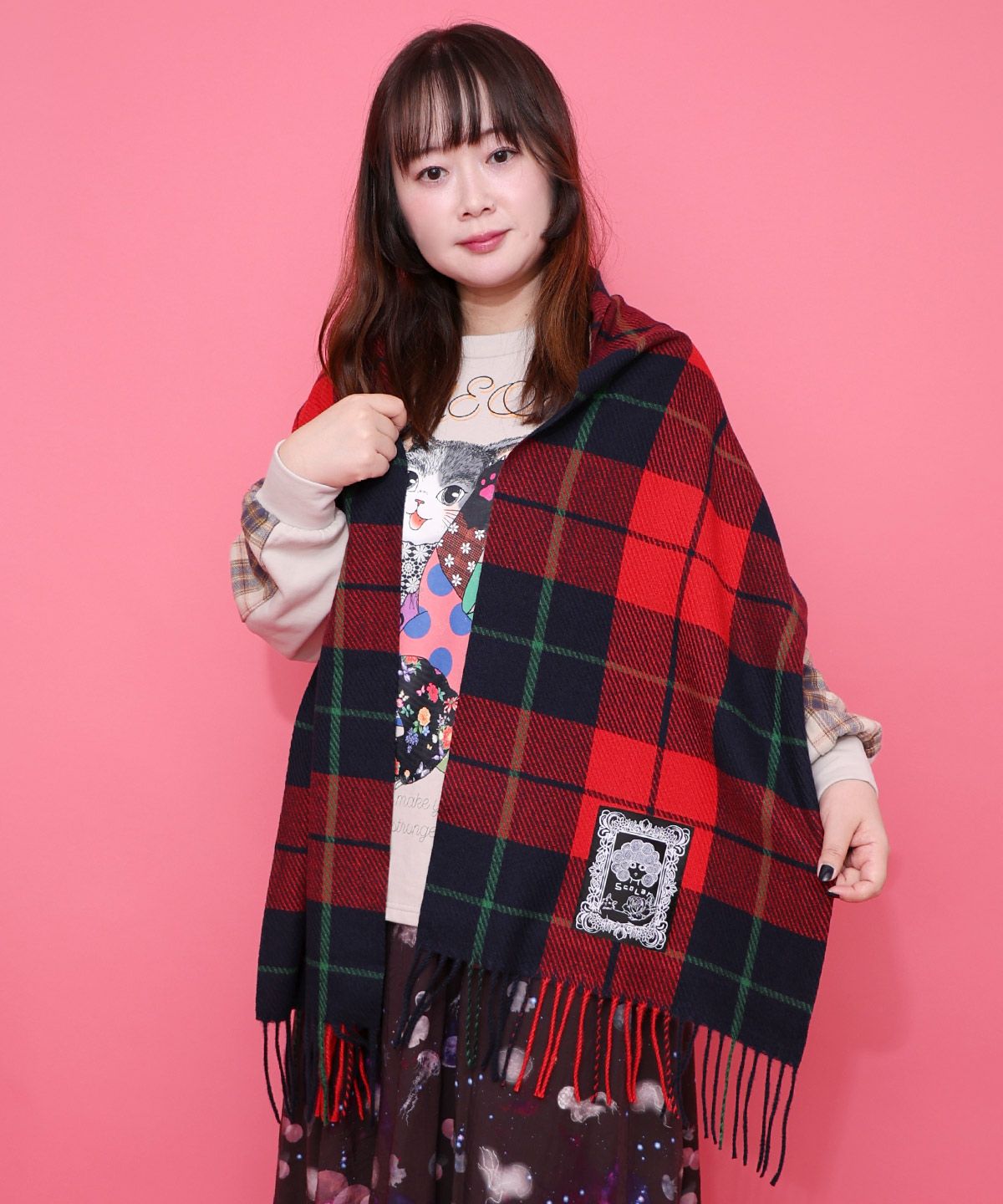 653334：もちふわスカ子チェックマフラーの通販-ScoLar