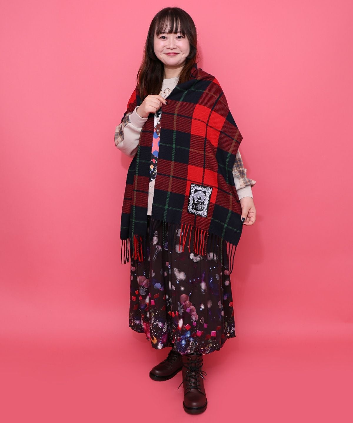 653334：もちふわスカ子チェックマフラーの通販-ScoLar