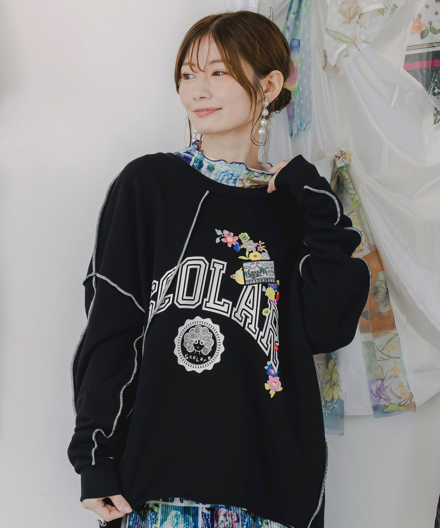 153641：スカラー総柄ロングスリーブTシャツの通販-ScoLar