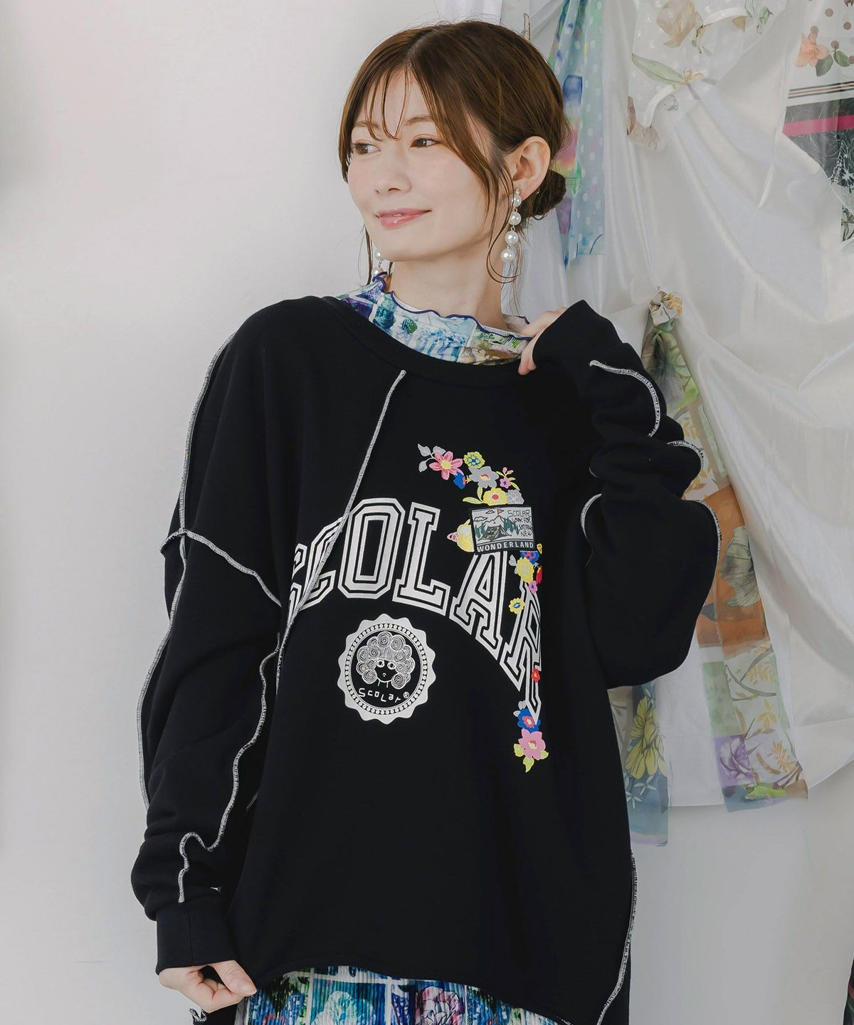 スカラー総柄ロングスリーブTシャツ-10