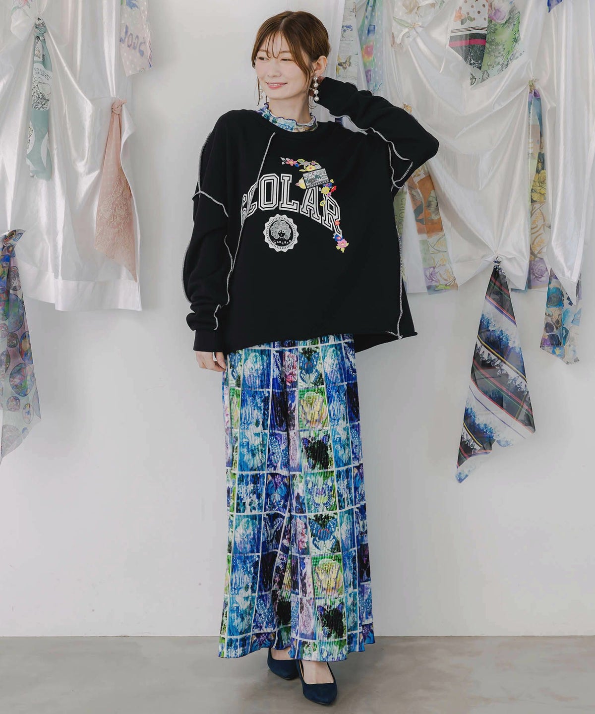 スカラー総柄ロングスリーブTシャツ-11