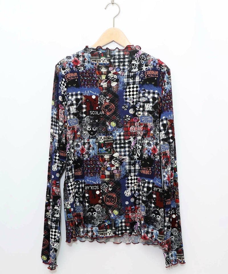 スカラー総柄ロングスリーブTシャツ-17