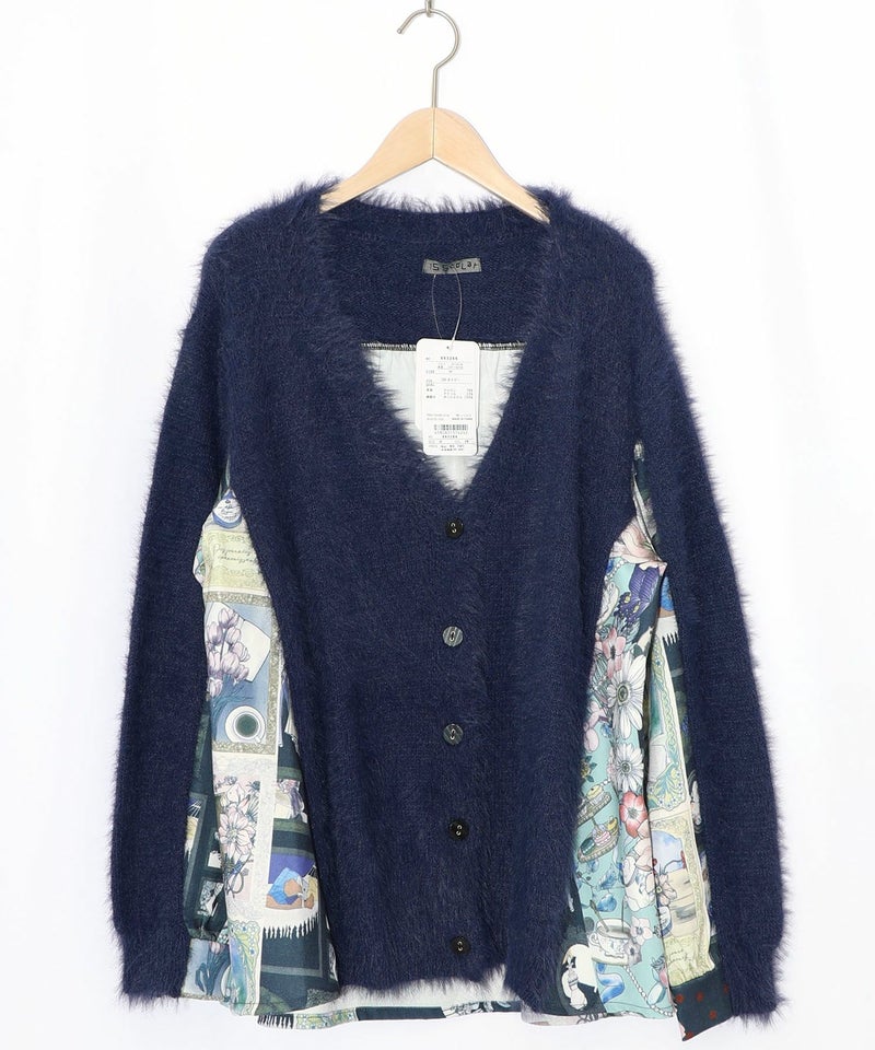 芸術と音楽と花のコラージュ柄ロングカーディガン-15