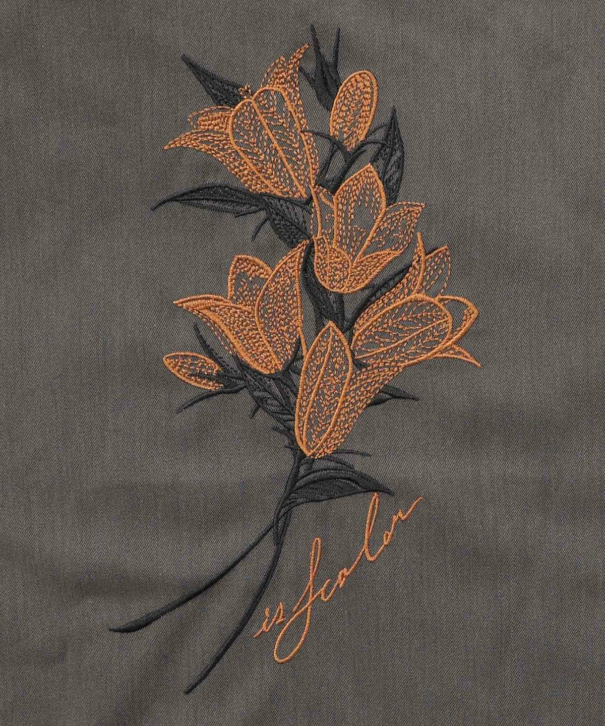 フリンジシフォン巻きスカート付き花刺繍パンツ-12