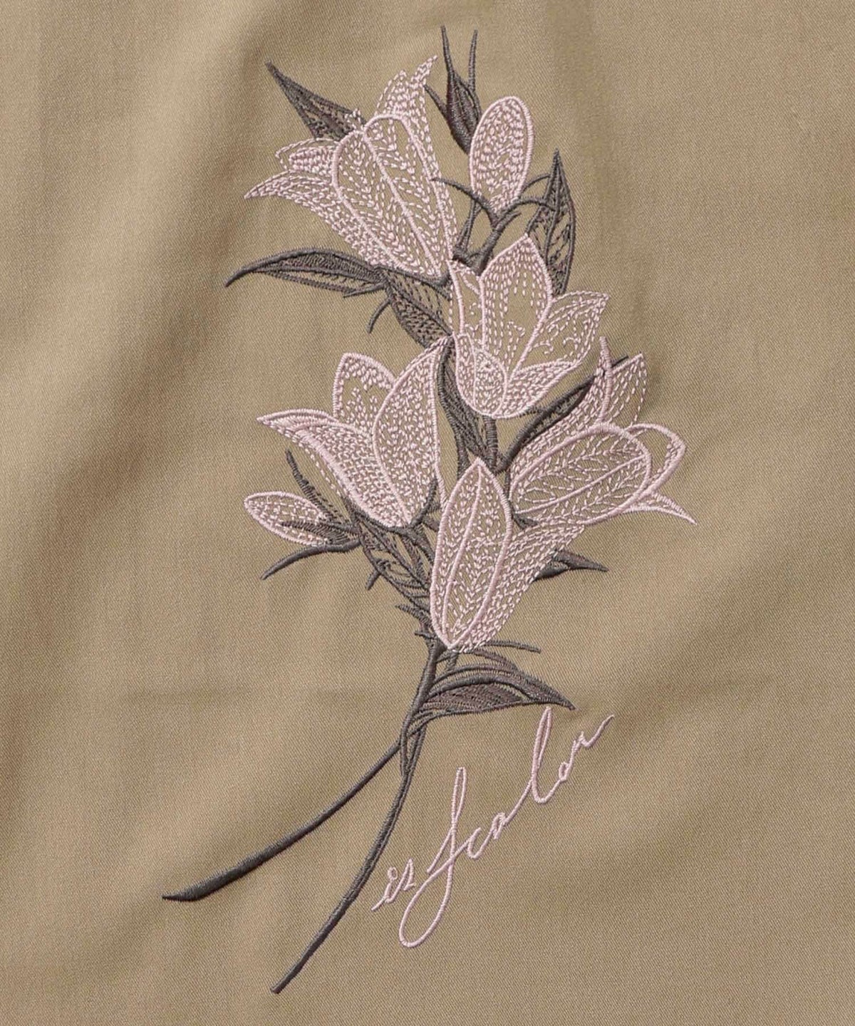 フリンジシフォン巻きスカート付き花刺繍パンツ-16