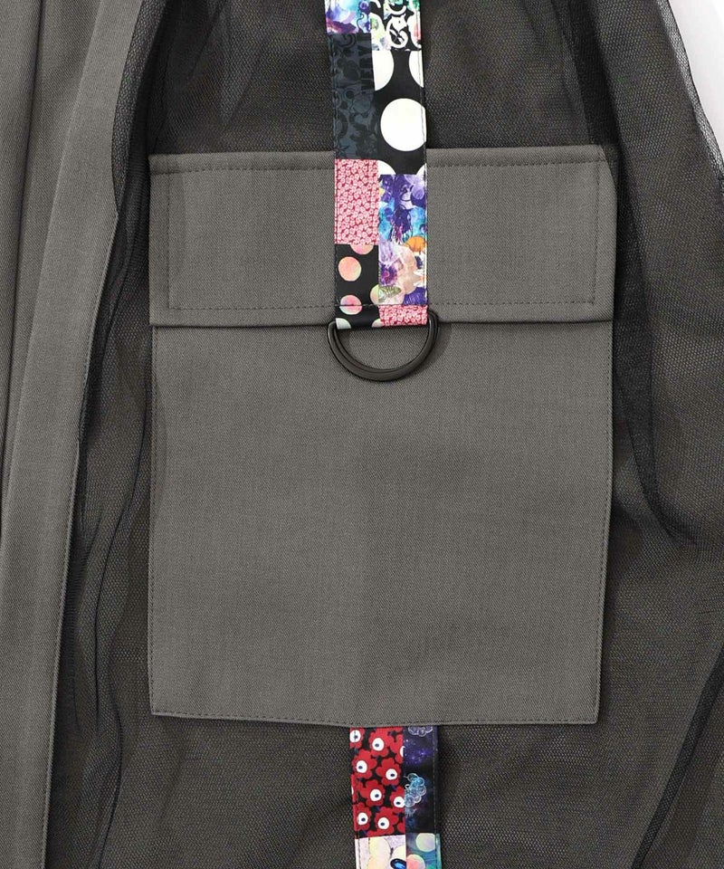 チュールとラインテープのカーゴスカート-11