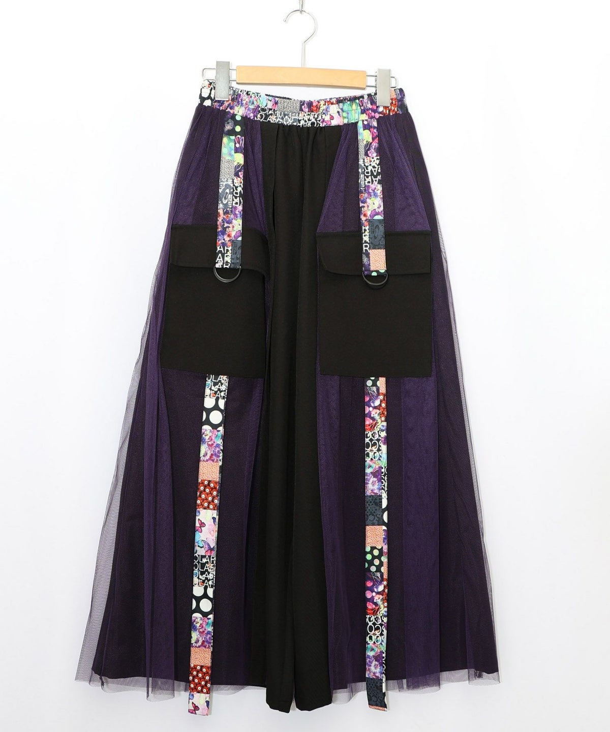 チュールとラインテープのカーゴスカート-12