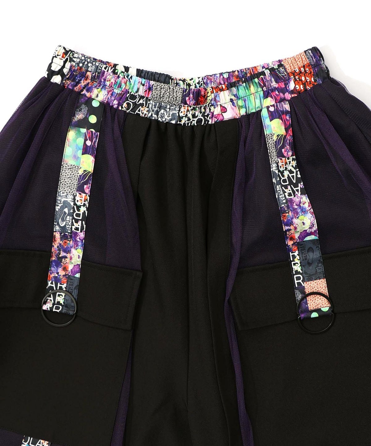 チュールとラインテープのカーゴスカート-15