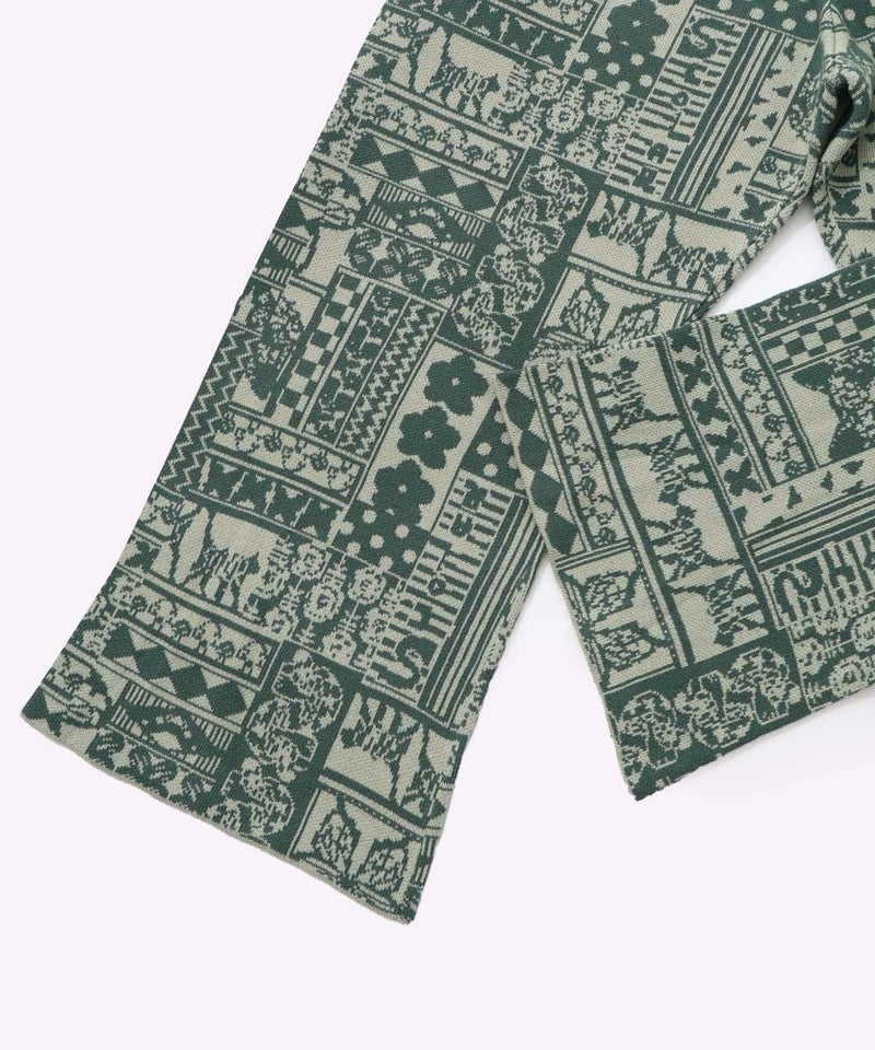 ネコと蝶と植物のエスニック風ニットパンツ-13