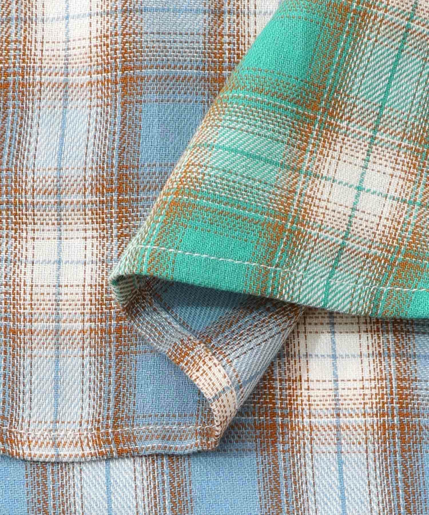 153687：チェックと総柄のアシメパッチワークシャツの通販-ScoLar