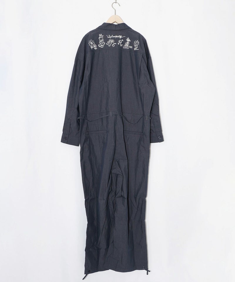 Parityキャラ宇宙刺繍 洗い加工ジャンプスーツ-28