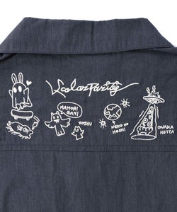 Parityキャラ宇宙刺繍 洗い加工ジャンプスーツ-29