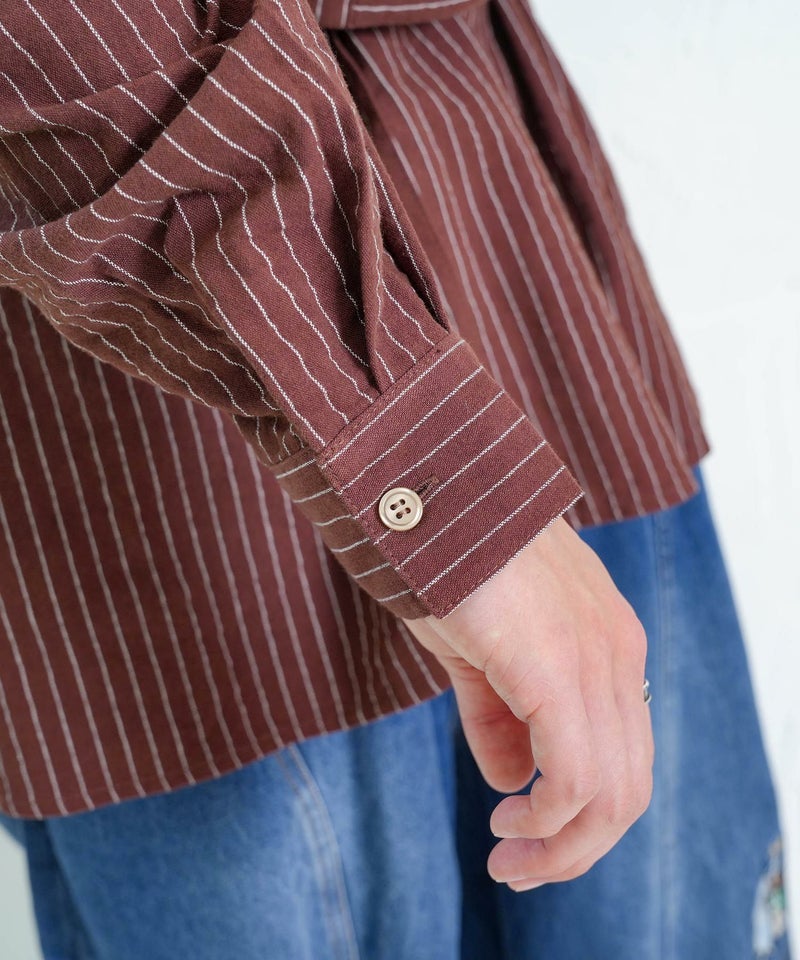 ひょっこりParity刺繍のストライプシャツ-12