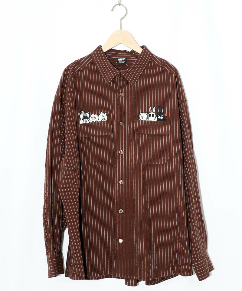 ひょっこりParity刺繍のストライプシャツ-19