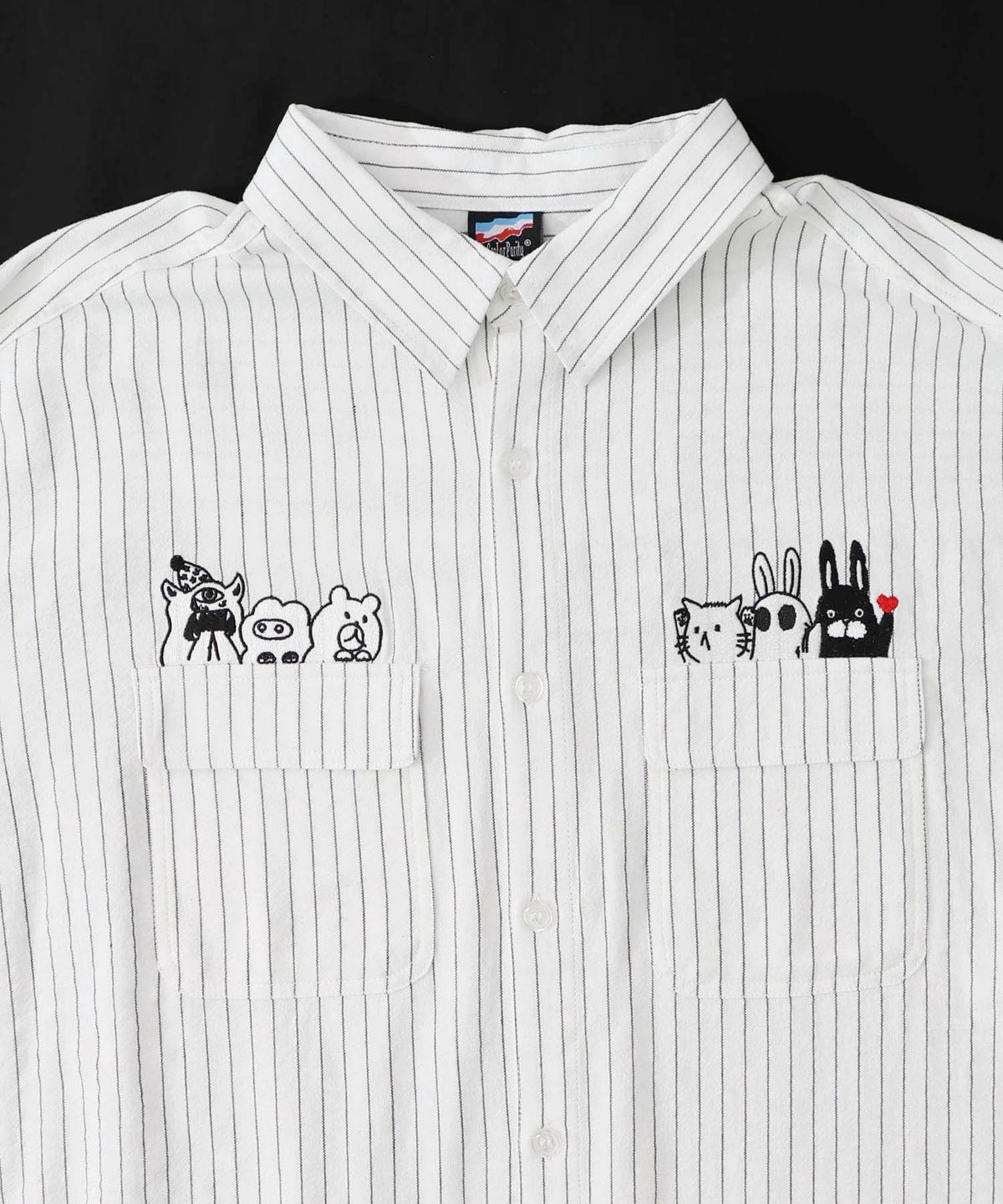 ひょっこりParity刺繍のストライプシャツ-22