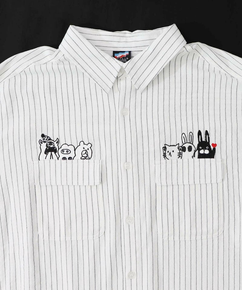 ひょっこりParity刺繍のストライプシャツ-22