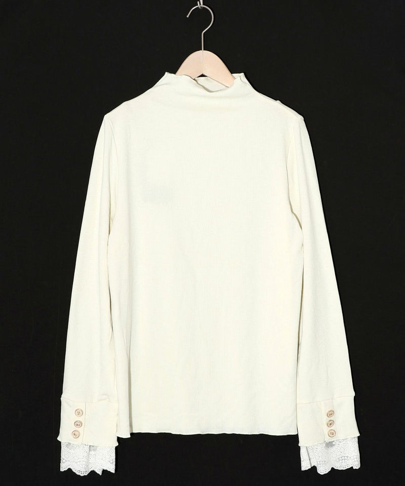 起毛テレコ×レース袖 ニットロンT-8