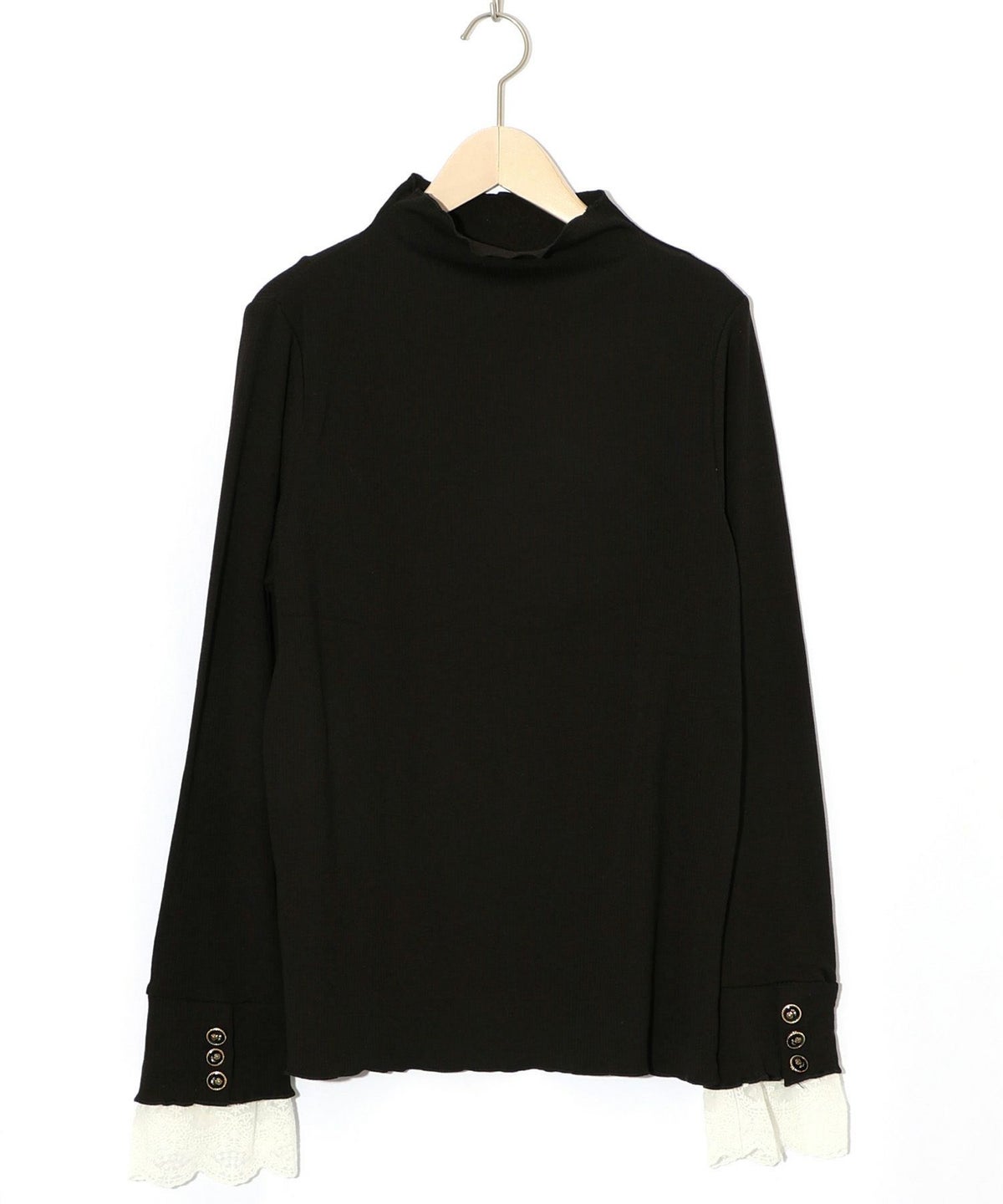 起毛テレコ×レース袖 ニットロンT-10