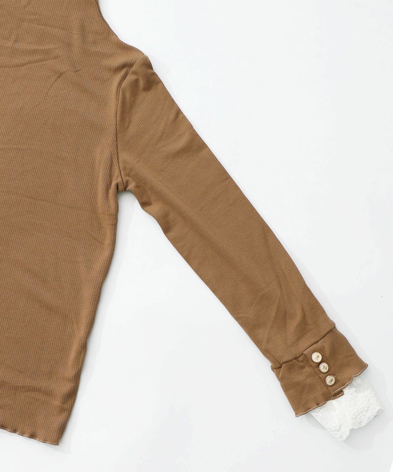 起毛テレコ×レース袖 ニットロンT-15